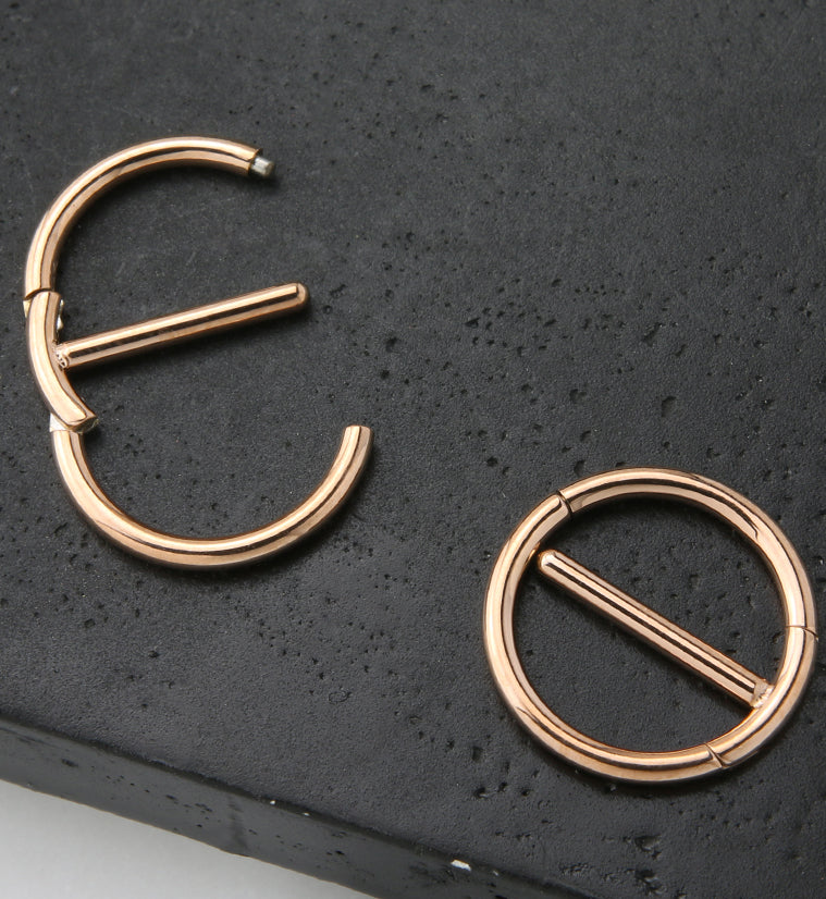 Rose Gold PVD Circlet Stainless Steel Nipple Clicker Ring - Image 2