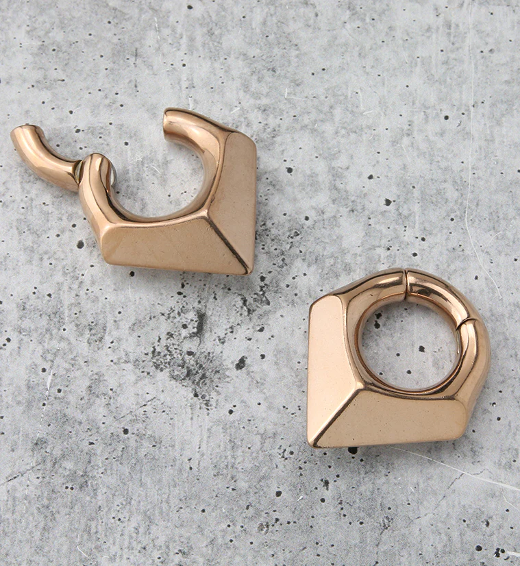 Rose Gold PVD Cusp Hinged Ear Weights - Image 2