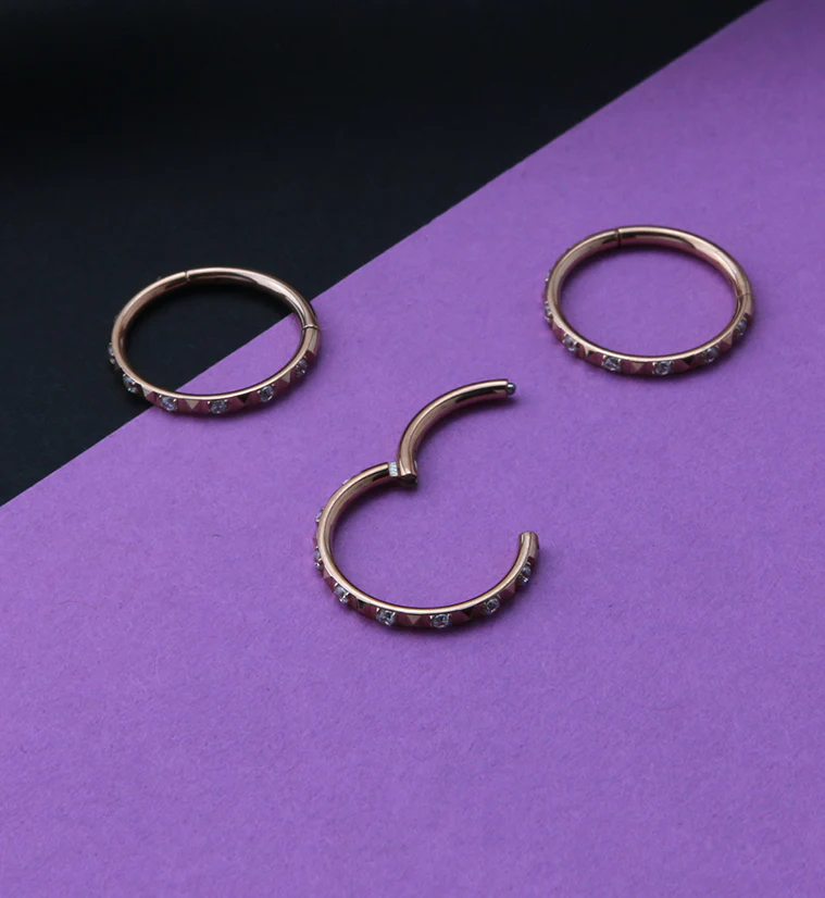 Rose Gold PVD Ediface Gem Hinged Segment Ring - Image 2