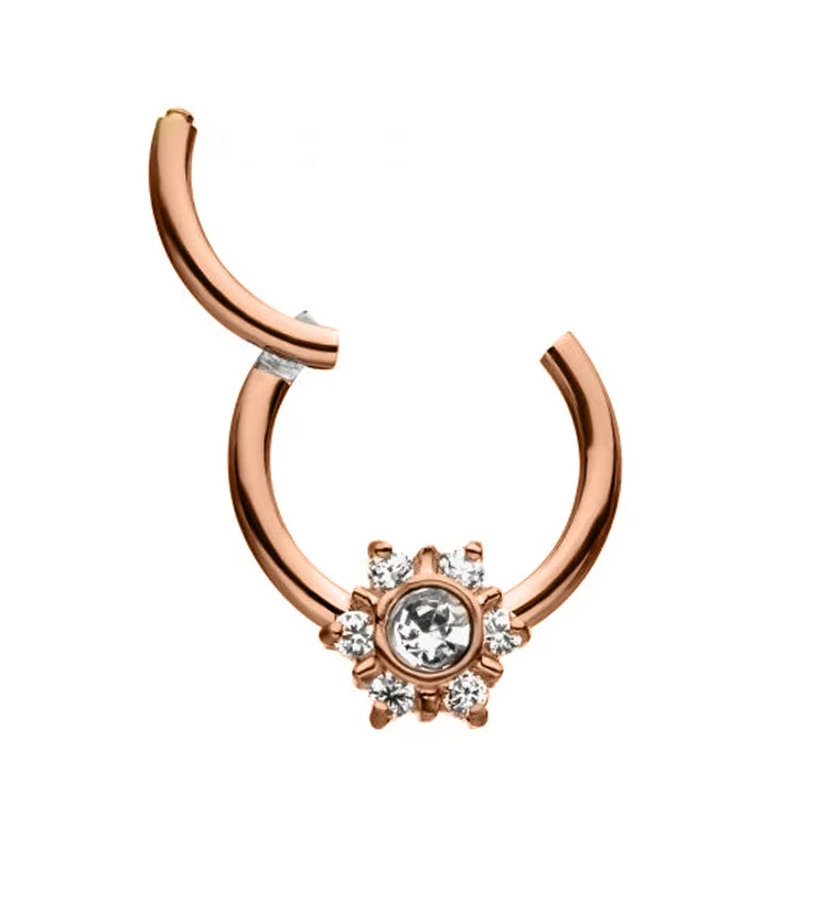 Rose Gold PVD Focal CZ Hinged Segment Ring