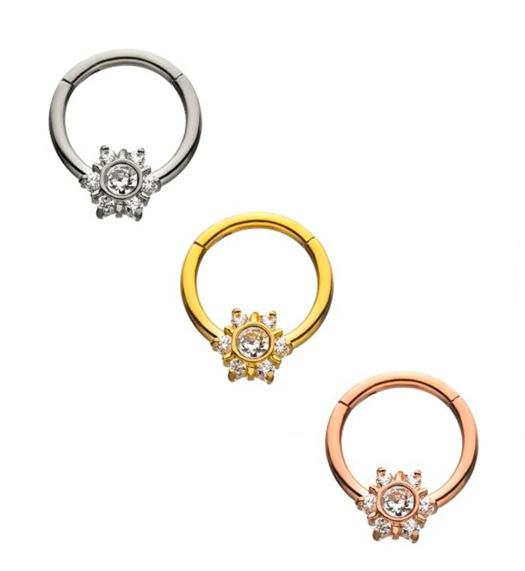 Rose Gold PVD Focal CZ Hinged Segment Ring - Image 2