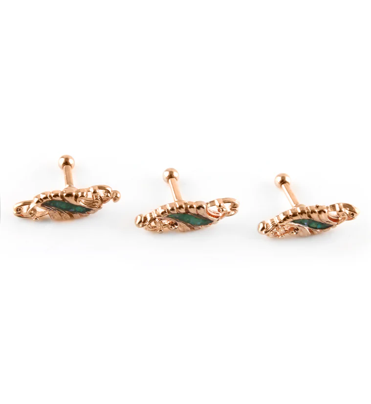 Rose Gold PVD Lattice Shell Cartilage Barbell