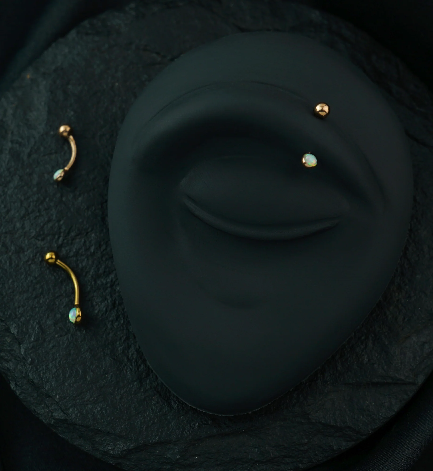 Rose Gold PVD Opal Flat Back Curved Barbell - Image 3