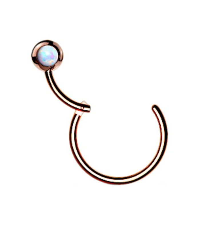 Rose Gold PVD Opalite Hinged Segment Hoop Ring - Image 2