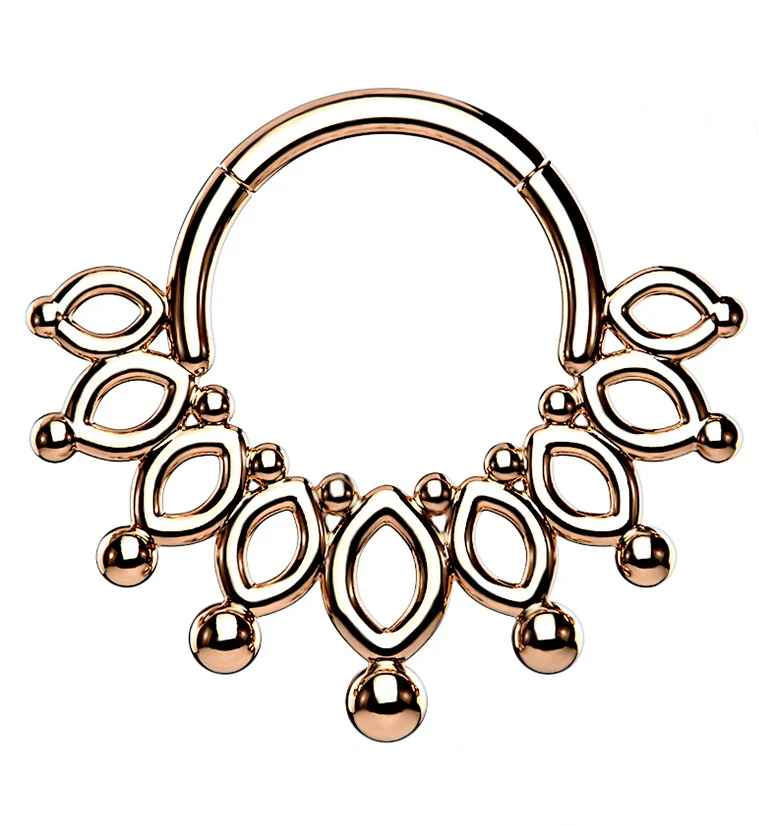 Rose Gold PVD Ovoidal Fan Hinged Segment Ring