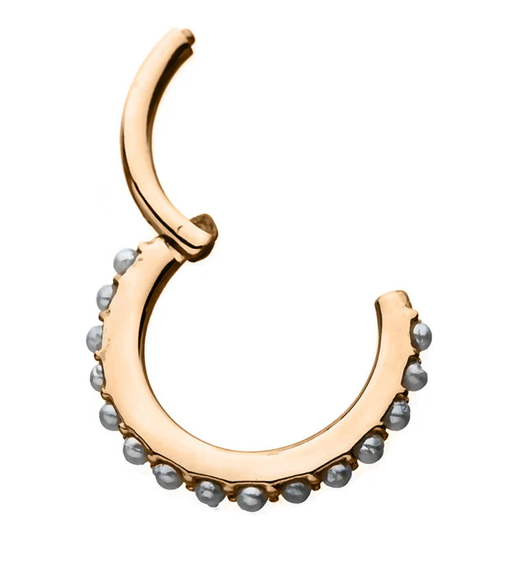 Rose Gold PVD Pearl Rim Hinged Segment Ring