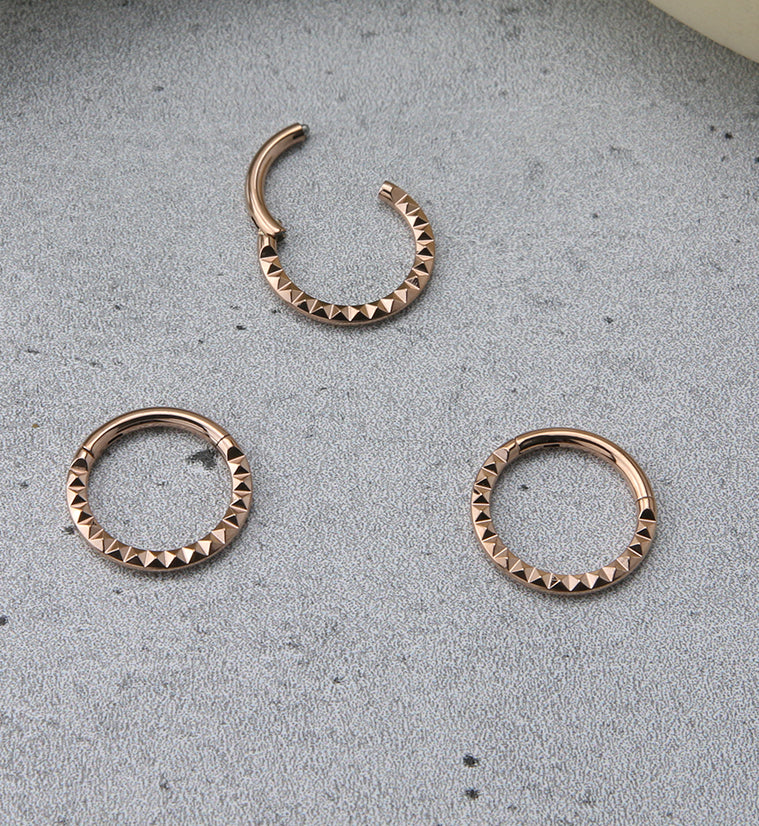 Rose Gold PVD Polyhedra Titanium Hinged Segment Ring - Image 2