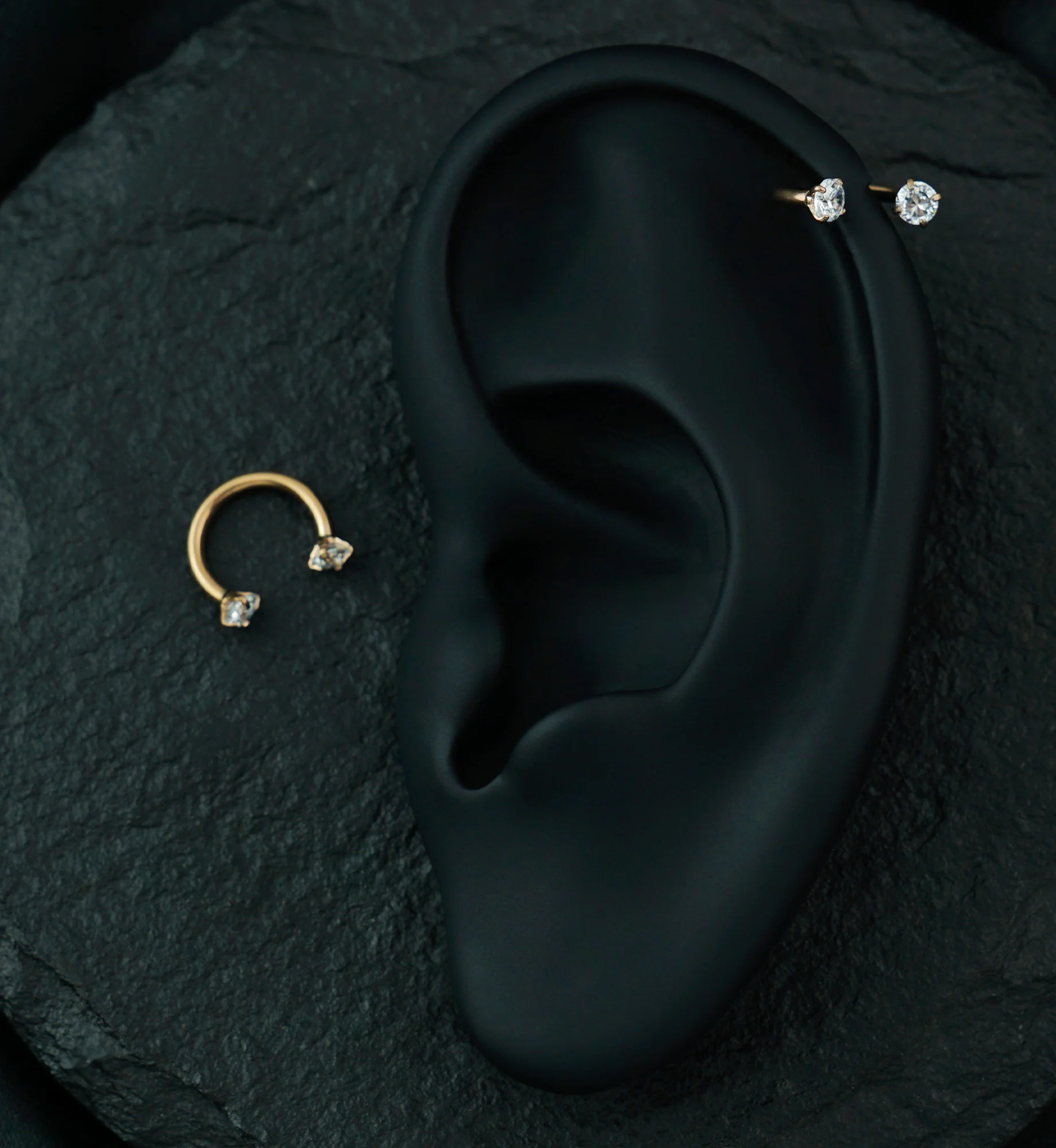 Rose Gold PVD Prong Set CZ Circular Barbell - Image 3
