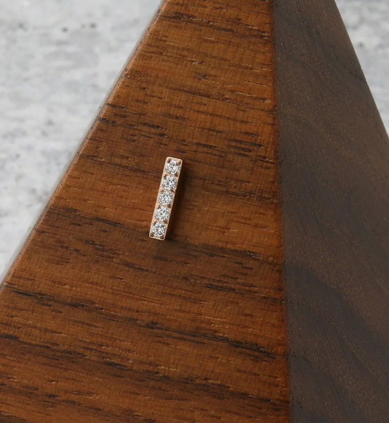 Rose Gold PVD Rack CZ Bar Titanium Threadless Top - Image 2