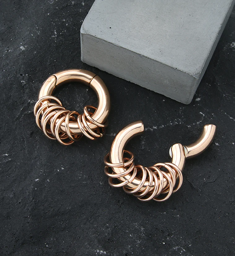 Rose Gold PVD Active Rings Hinged Ear Weights - Image 4
