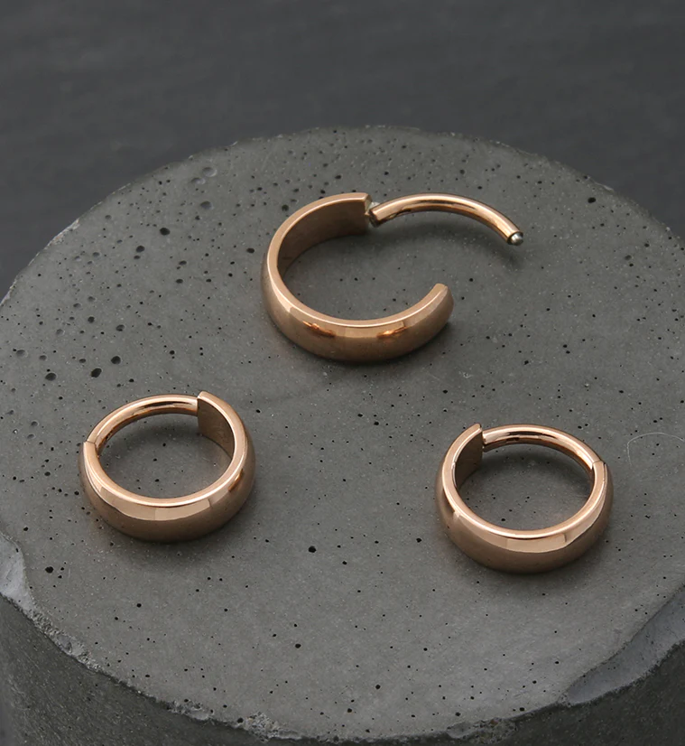 Rose Gold PVD Smooth Titanium Hinged Segment Ring - Image 2