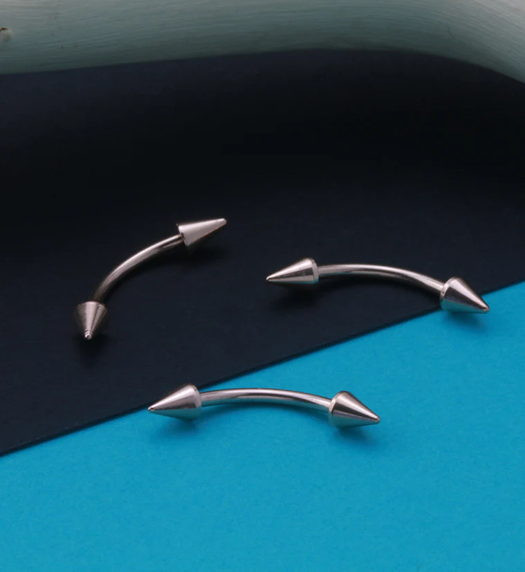 Rose Gold PVD Spiked Curved Barbell - Image 2