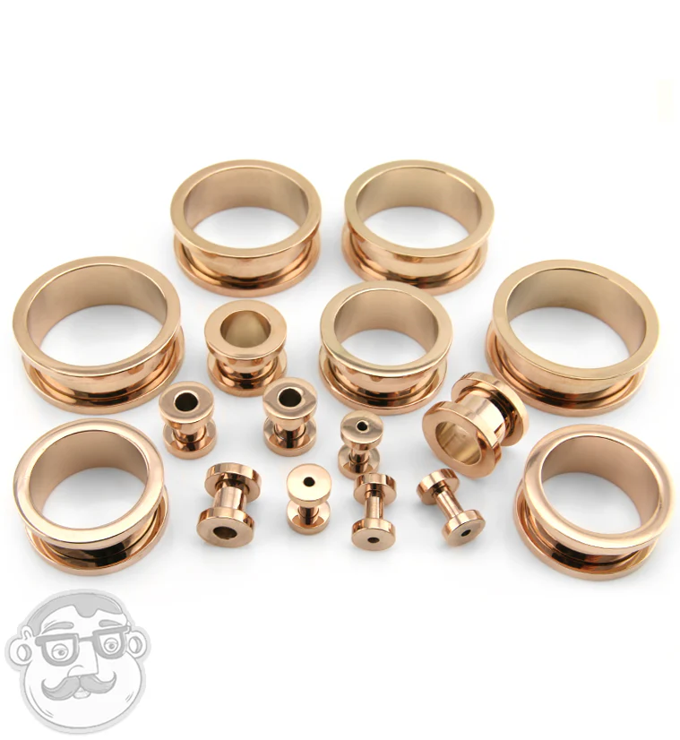 Rose Gold PVD Stainless Steel Tunnels - Image 2