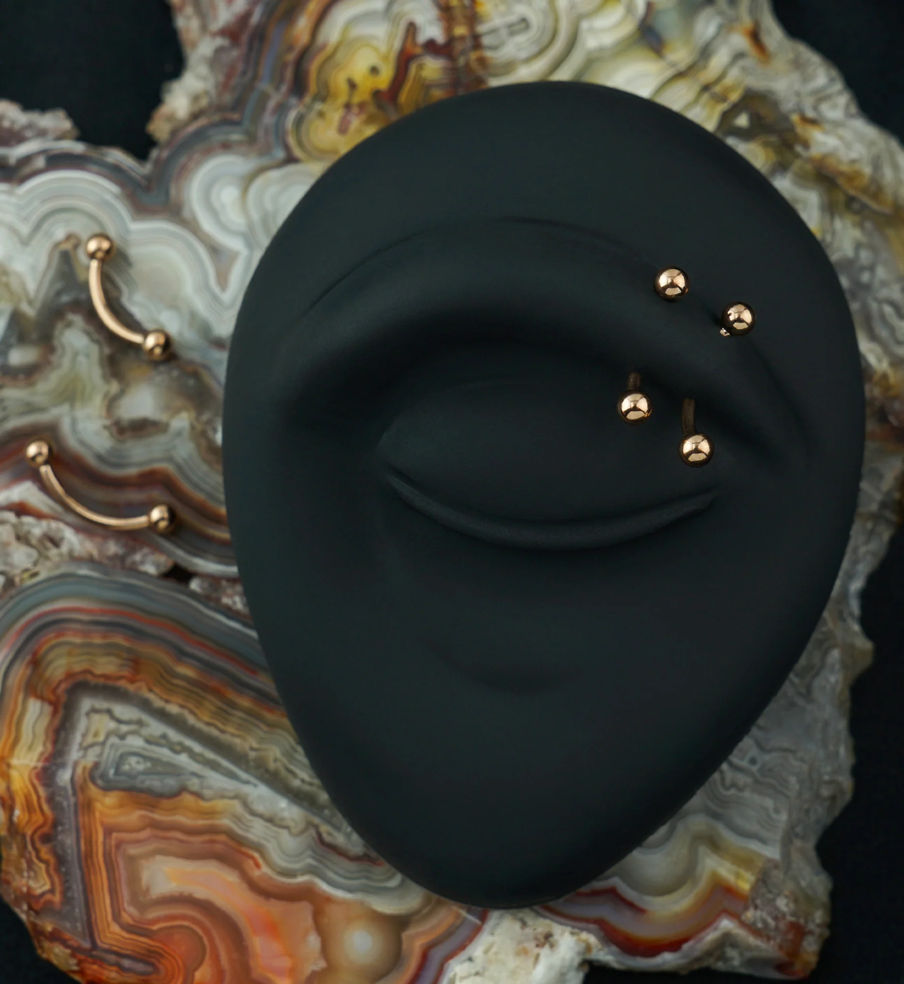 Rose Gold PVD Titanium Curved Barbell - Image 2