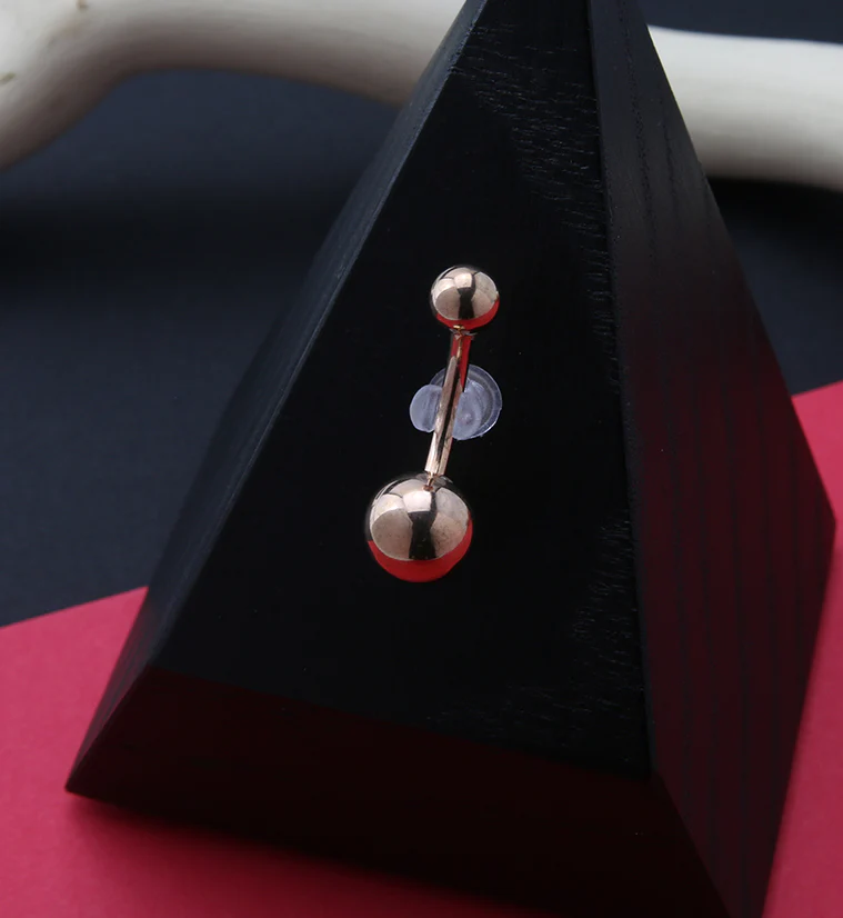 Rose Gold PVD Titanium Internally Threaded Belly Button Ring - Image 2