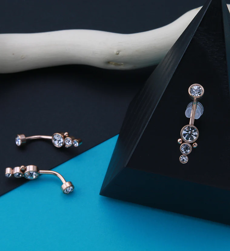 Rose Gold PVD Track Belly Button Ring - Image 2