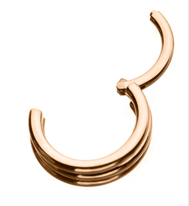 Rose Gold PVD Triple Bar Hinged Segment Ring