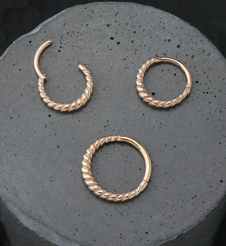 Rose Gold PVD Twine Hinged Segment Ring - Image 3