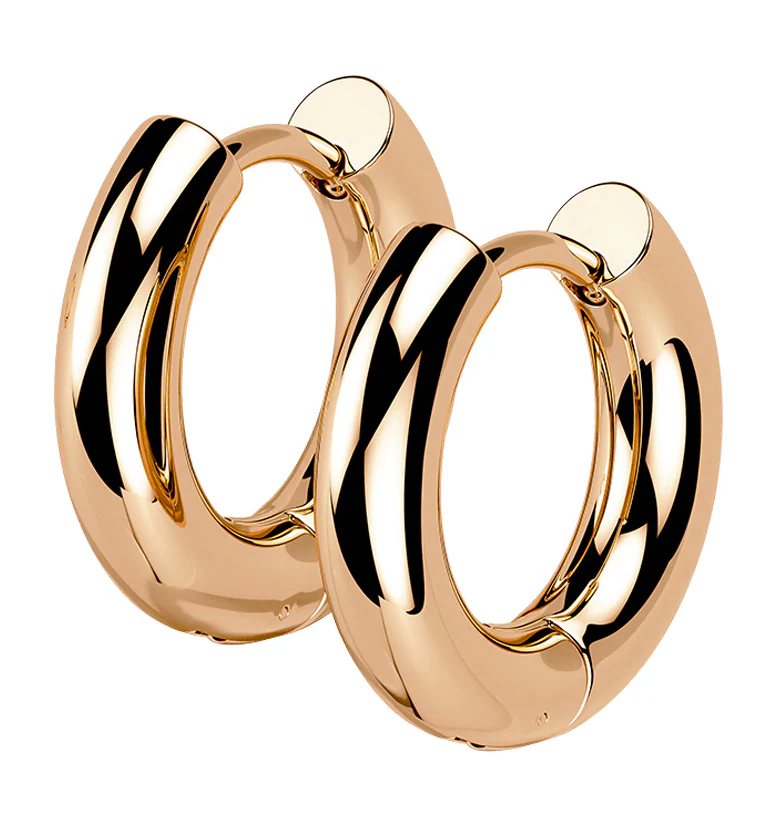 Rose Gold PVD Vast Stainless Steel Hinged Hoop Earrings - Image 2