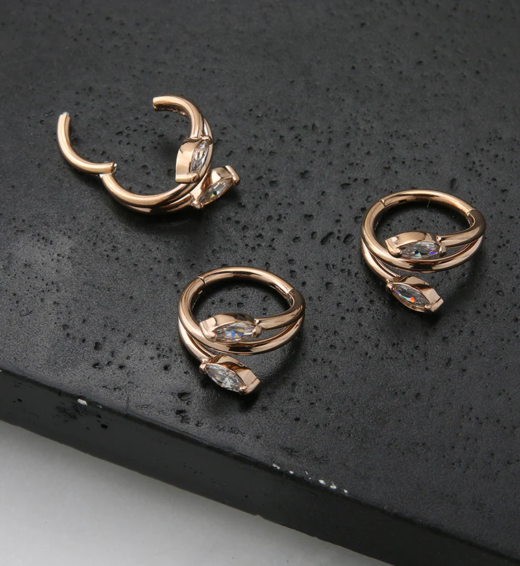 Rose Gold PVD Wrap CZ Hinged Segment Ring - Image 2