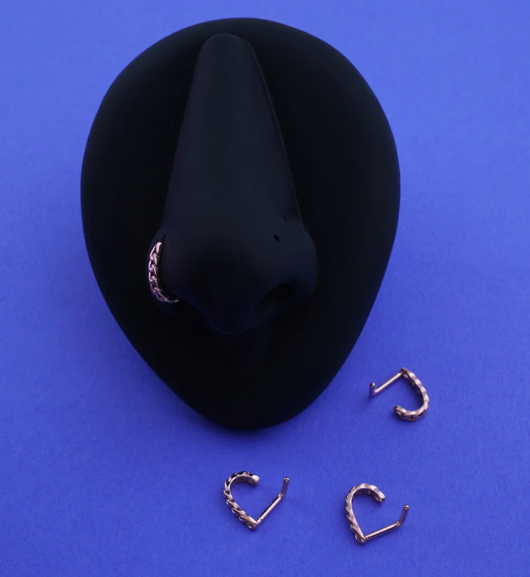 Rose Gold PVD Wrapped Chain Nose Curve