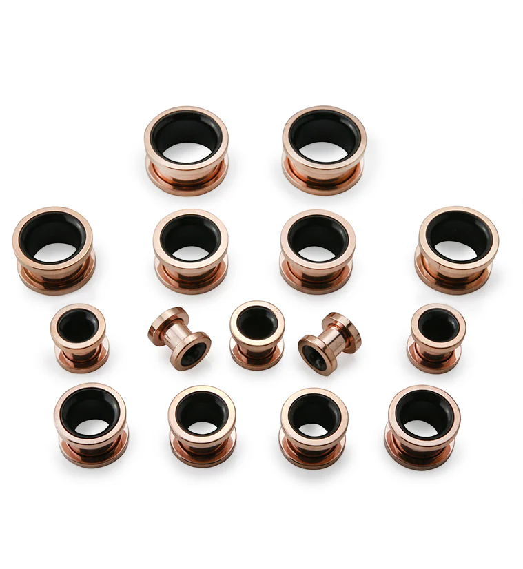 Rose Gold X Black Stainless Steel Tunnels - Image 3