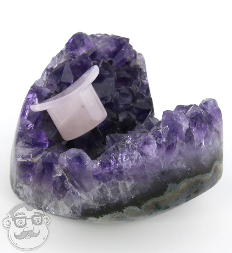 Rose Quartz Stone Oval Labret Plug 1/2" (12mm) - Image 5