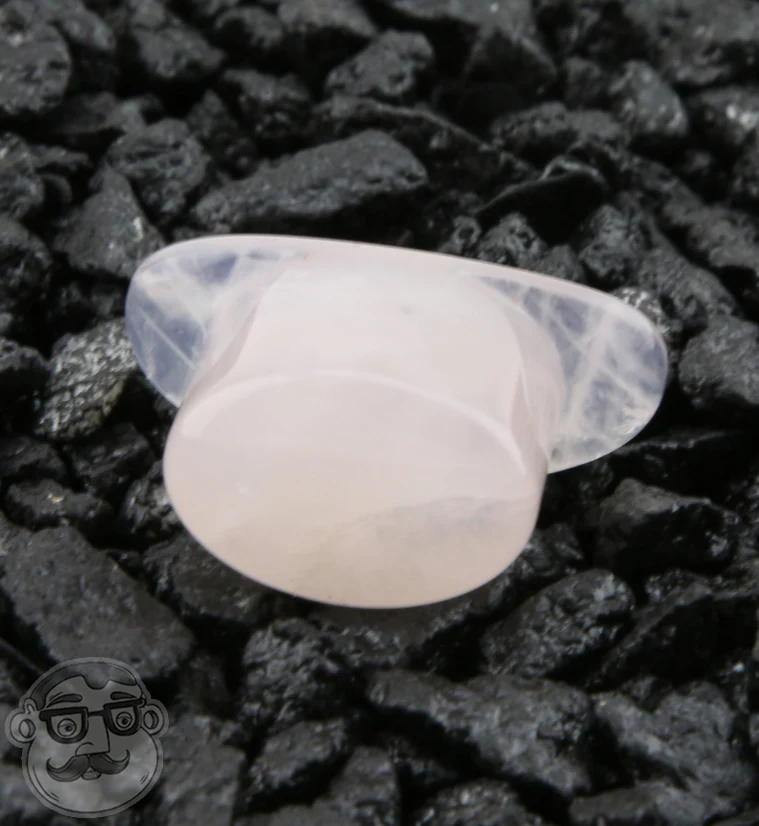 Rose Quartz Stone Oval Labret Plug 1/2" (12mm) - Image 6
