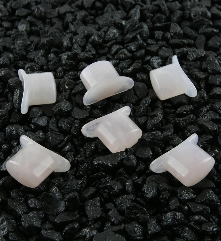 Rose Quartz Stone Oval Labret Plug 1/2" (12mm) - Image 7