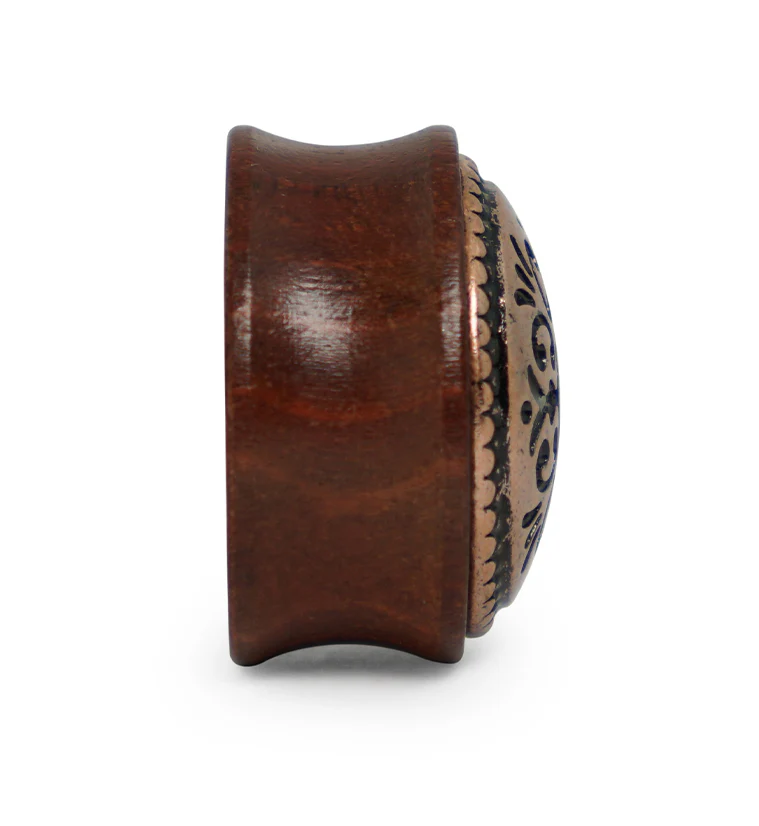 Rose Wood Plugs With Antique Brass Inlay - Image 4