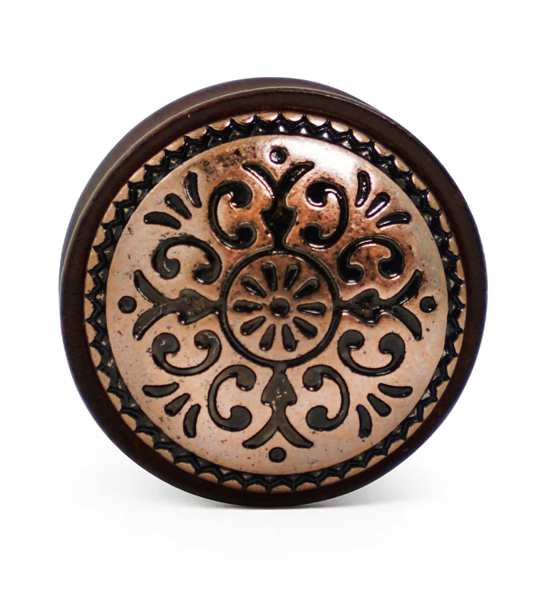 Rose Wood Plugs With Antique Brass Inlay - Image 5