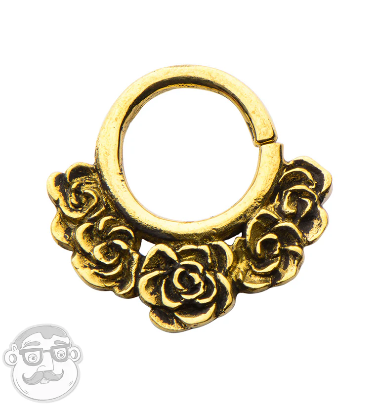 Rosebud Brass Hoop Ring