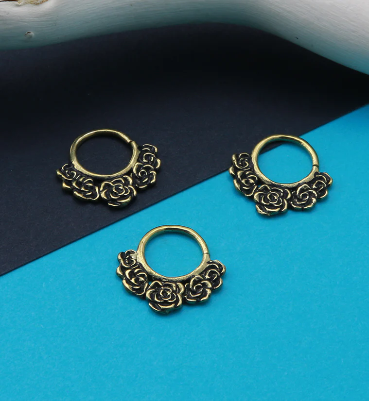 Rosebud Brass Hoop Ring - Image 2