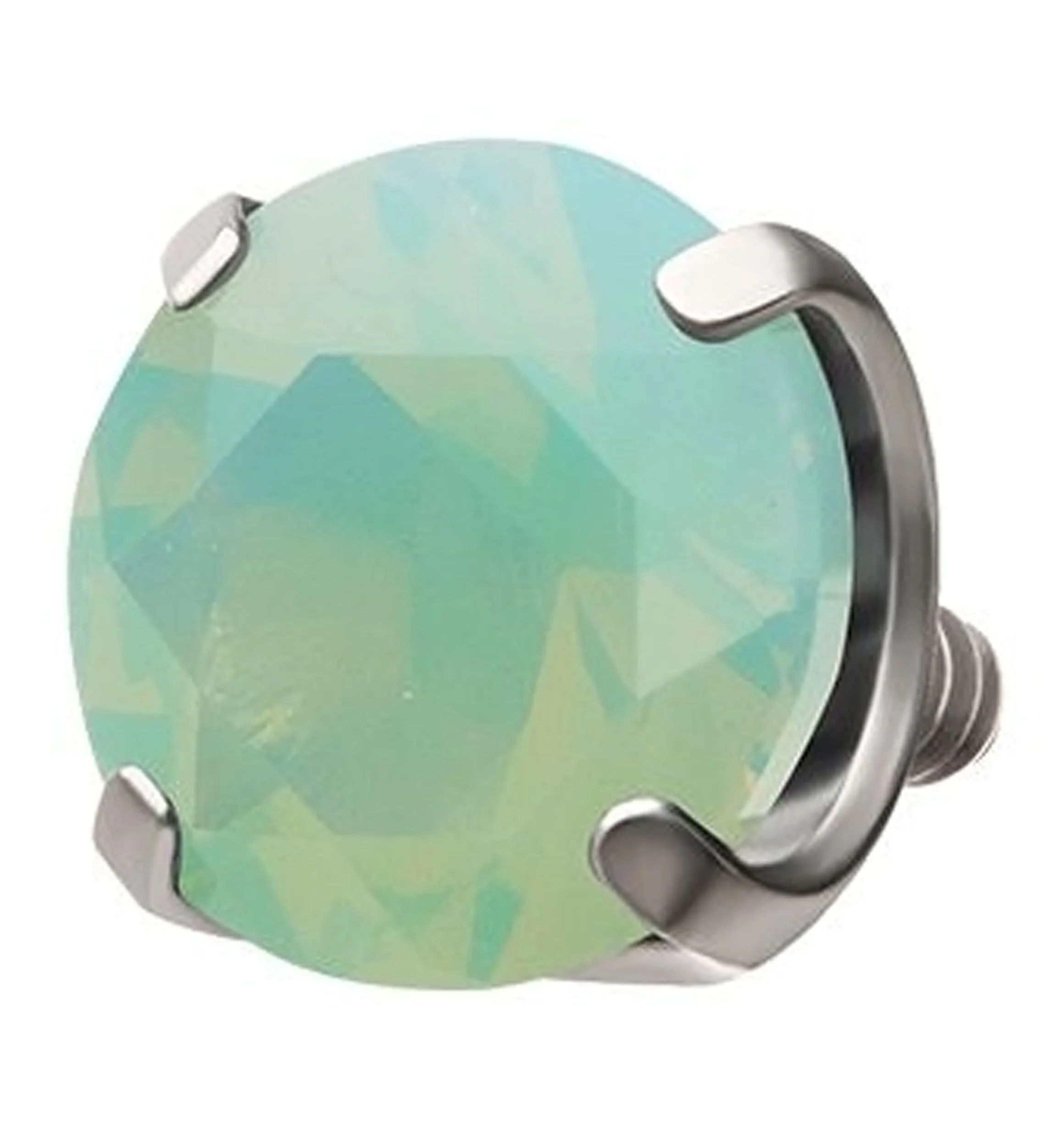 Faceted Green Opalite Titanium Internally Threaded Top