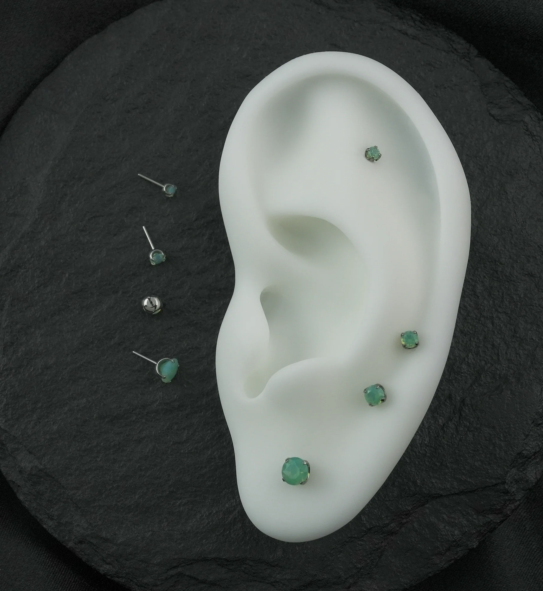 Faceted Green Opalite Titanium Threadless Top - Image 2