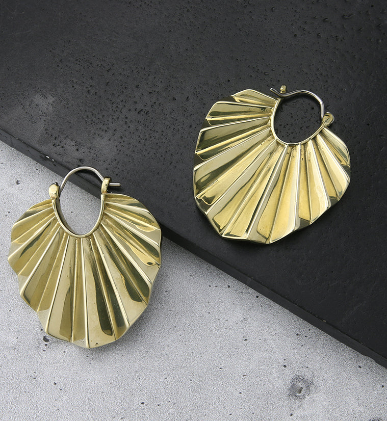 Round Rays Brass Titanium Hangers / Earrings - Image 2
