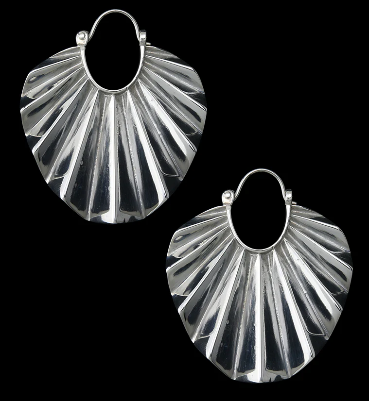 Round Rays White Brass Titanium Hangers / Earrings