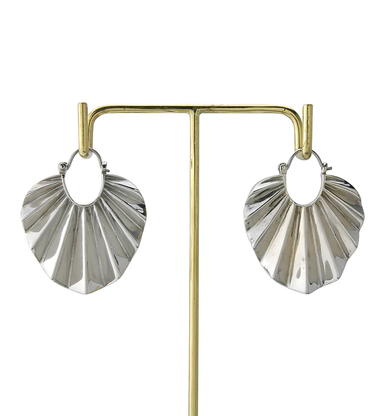 Round Rays White Brass Titanium Hangers / Earrings - Image 3