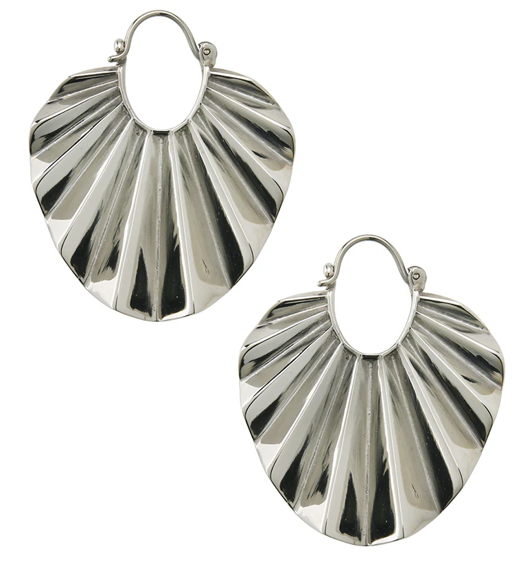 Round Rays White Brass Titanium Hangers / Earrings - Image 4