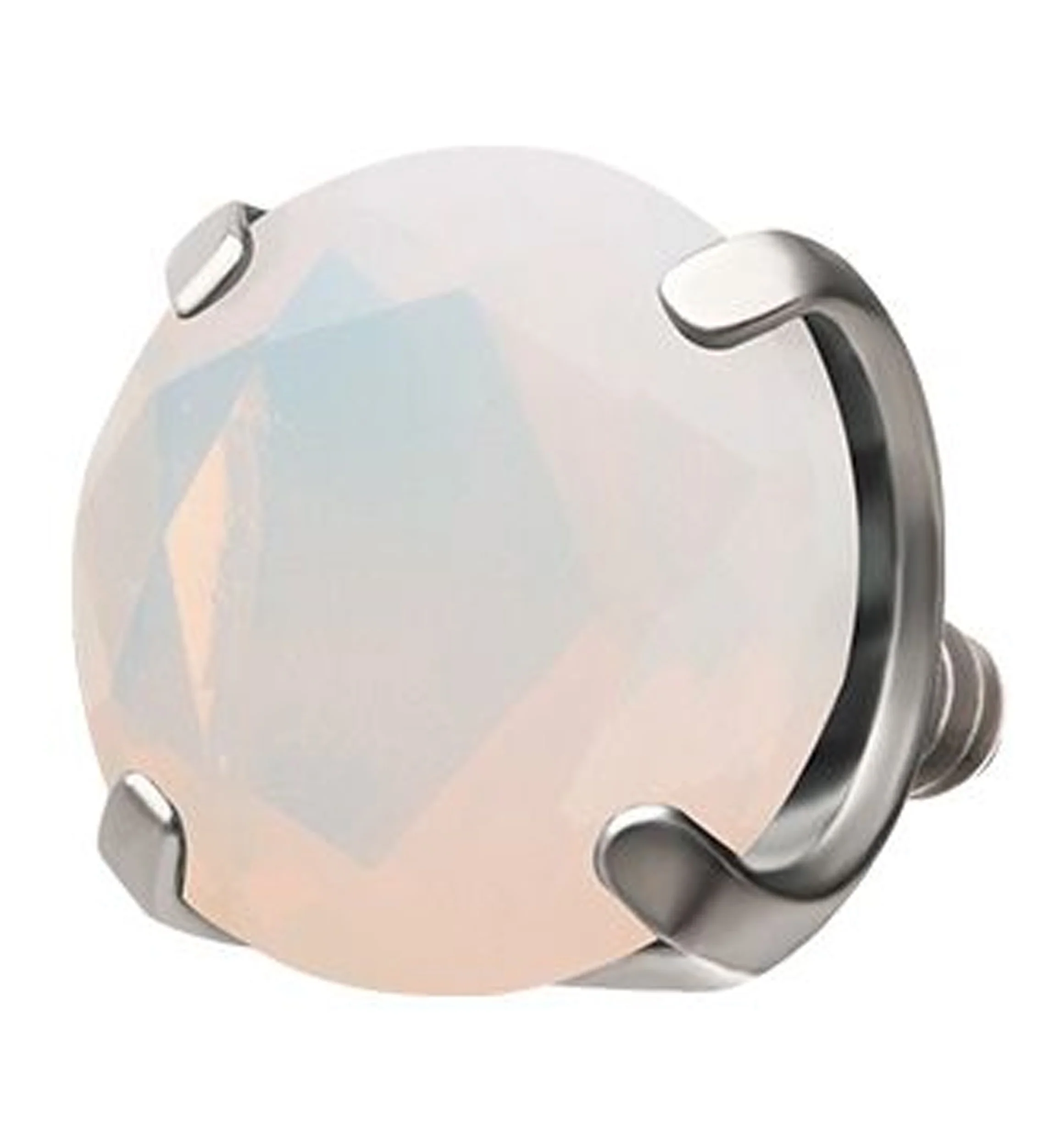 Faceted White Opalite Titanium Internally Threaded Top