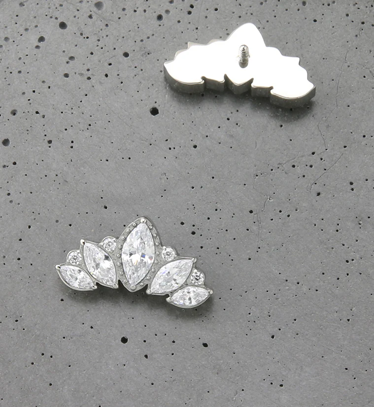 Royal Chaplet Clear CZ Internally Threaded Titanium Top - Image 2