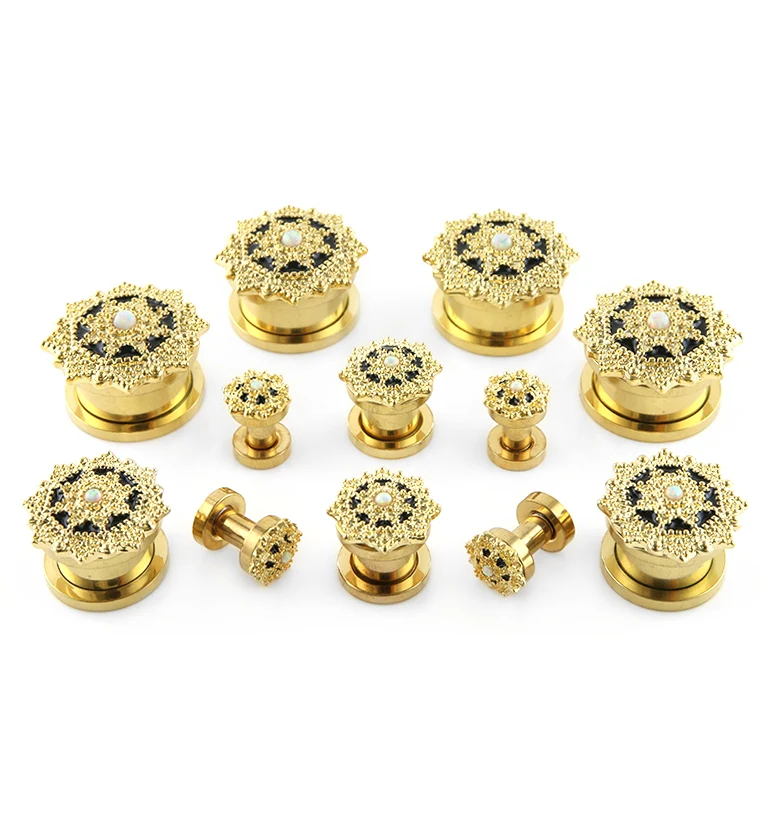 Royal Golden Opalite Top Stainless Steel Plugs - Image 2