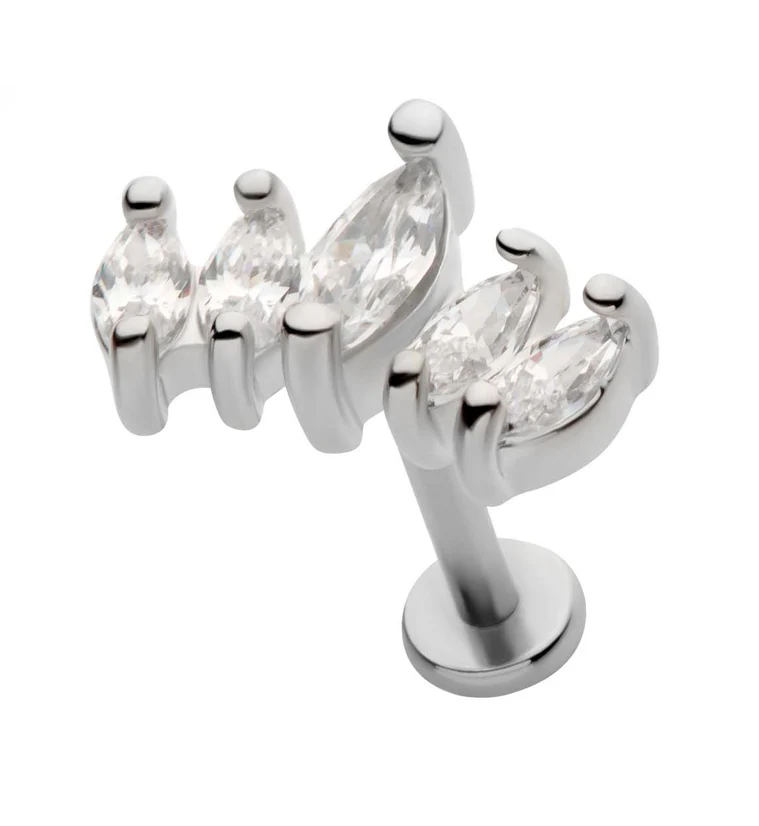 Royal Marquise Clear CZ Stainless Steel Internally Threaded Labret