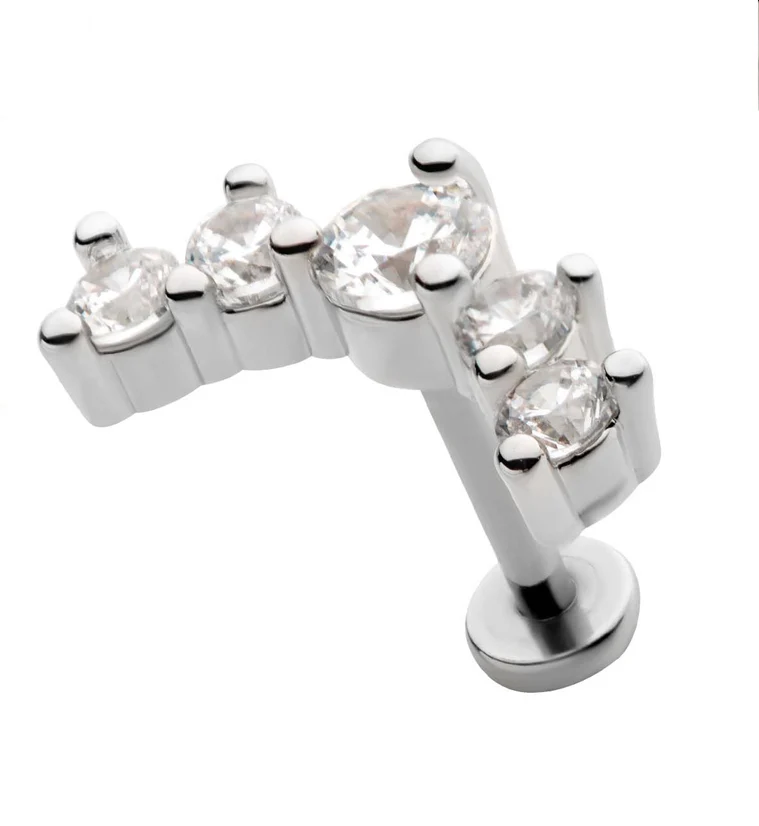Royal Round Clear CZ Stainless Steel Internally Threaded Labret