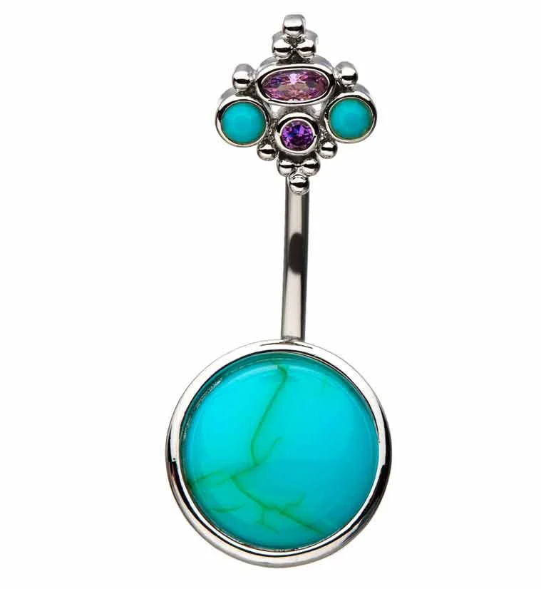 Royal Turquoise Cabochon Belly Ring