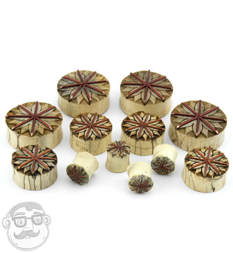 Rustic Mandala Tamarind Wood Plugs - Image 4