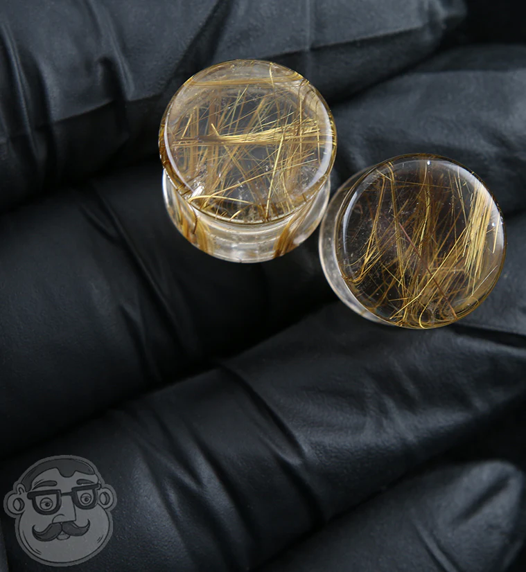 Rutilated Quartz Stone Plugs 1-2" (12mm) Version 2 - Image 2