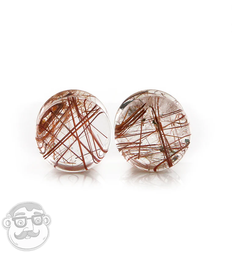 Rutilated Quartz Stone Plugs 1-2" (12mm) Version 6