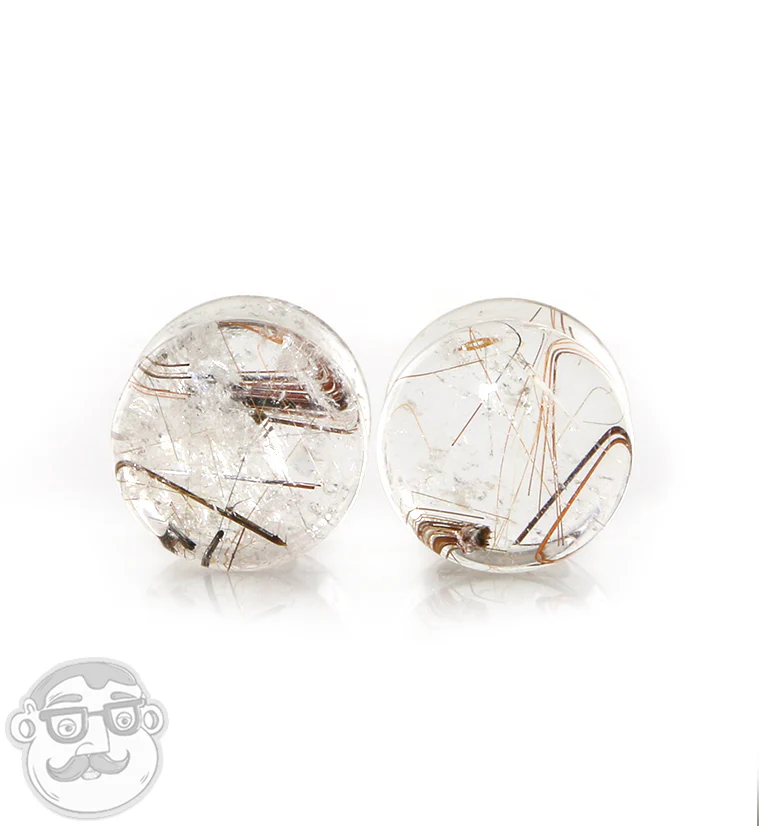 Rutilated Quartz Stone Plugs 1-2" (12mm) Version 7