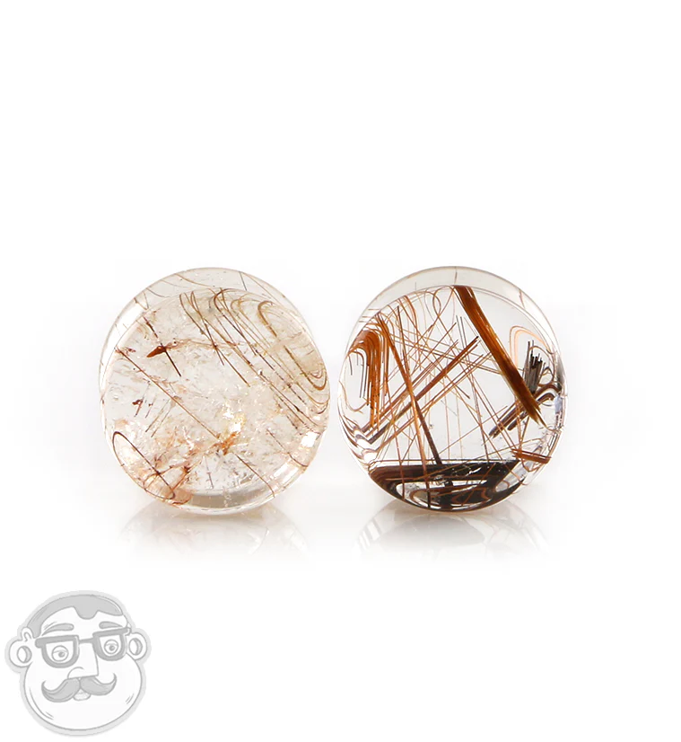 Rutilated Quartz Stone Plugs 1-2" (12mm) Version 9